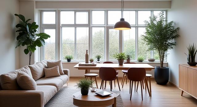 Interiør av en elegant Oslo-leilighet med skandinavisk design, lyst og romslig